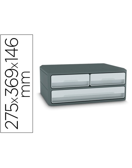 Fichero cajones de sobremesa cep moov up reciclado 80% 3 cajones color gris 275x369x146 mm