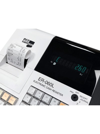 Registradora ecr sampos er-60 blanca 28 departamentos display vfd antireflejos conforme normativa factura
