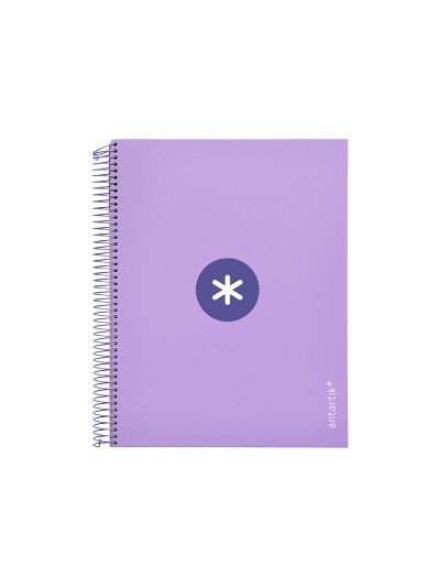 Cuaderno espiral a4 micro antartik tapa forrada 120h 90 gr horizontal 5 bandas 4 taladros color lavanda