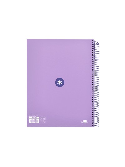 Cuaderno espiral a4 micro antartik tapa forrada 120h 90 gr horizontal 5 bandas 4 taladros color lavanda