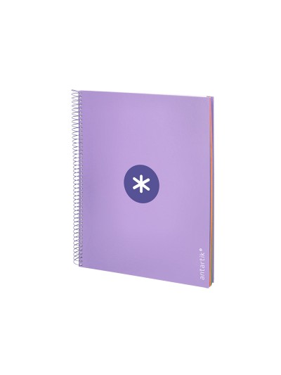 Cuaderno espiral a4 micro antartik tapa forrada 120h 90 gr horizontal 5 bandas 4 taladros color lavanda