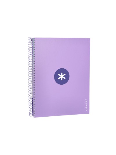 Cuaderno espiral a4 micro antartik tapa forrada 120h 90 gr horizontal 5 bandas 4 taladros color lavanda