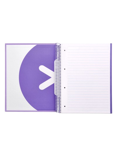Cuaderno espiral a4 micro antartik tapa forrada 120h 90 gr horizontal 5 bandas 4 taladros color lavanda