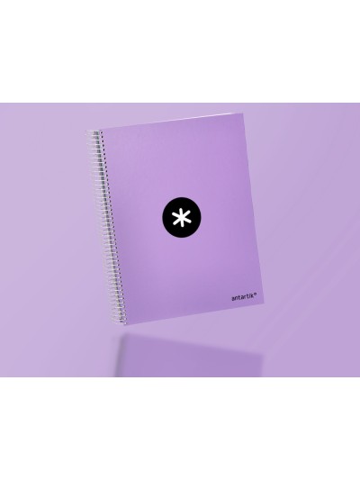 Cuaderno espiral a4 micro antartik tapa forrada 120h 90 gr horizontal 5 bandas 4 taladros color lavanda