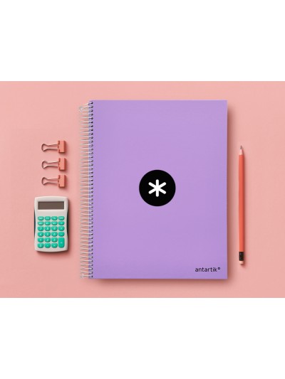 Cuaderno espiral a4 micro antartik tapa forrada 120h 90 gr horizontal 5 bandas 4 taladros color lavanda