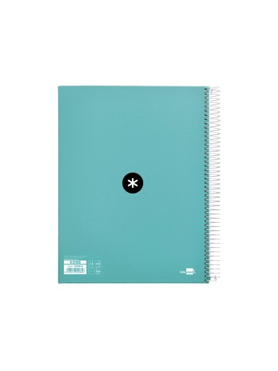 Cuaderno espiral a4 micro antartik tapa forrada 120h 90 gr horizontal 5 bandas 4 taladores color menta