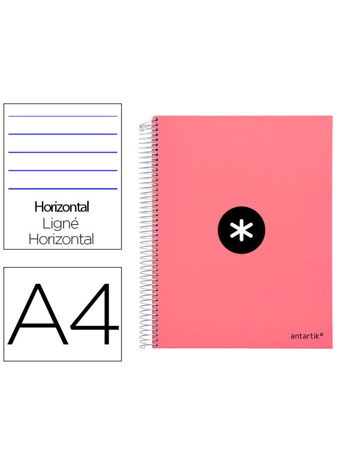 Cuaderno espiral a4 micro antartik tapa forrada 120h 90 gr horizontal 5 bandas 4 taladros color coral Cuaderno espiral a4 micro antartik tapa forrada 120h 90 gr horizontal 5 bandas 4 taladros color coral