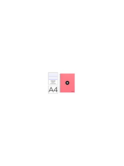 Cuaderno espiral a4 micro antartik tapa forrada 120h 90 gr horizontal 5 bandas 4 taladros color coral