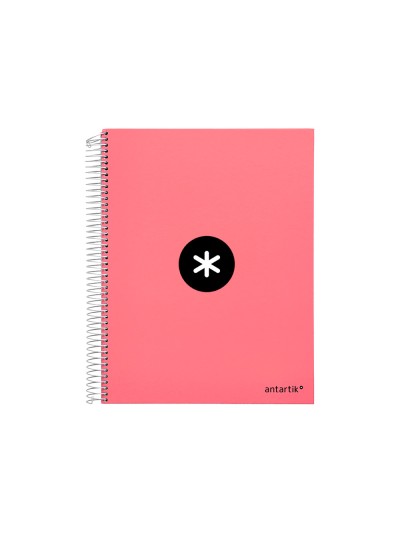 Cuaderno espiral a4 micro antartik tapa forrada 120h 90 gr horizontal 5 bandas 4 taladros color coral