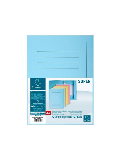 Subcarpeta cartulina con 3 solapas exacompta din a4 impresa azul claro 210 gr