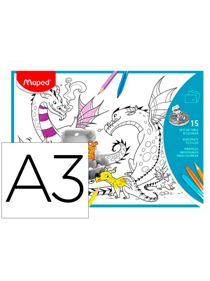 Mantel para colorear maped individual din a3 pack de 15 unidades surtidas Mantel para colorear maped individual din a3 pack de 15 unidades surtidas