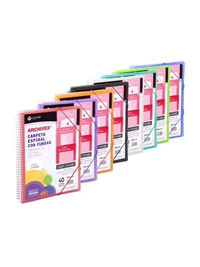 Carpeta carchivo archivex polipropileno canguro naranja escaparate con espiral 40 fundas cierre gomas din a4