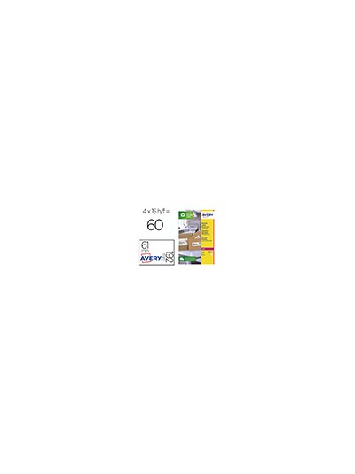 Etiqueta adhesiva avery papel blanco reciclado para archivador 192x61 mm laser pack de 400 etiquetas