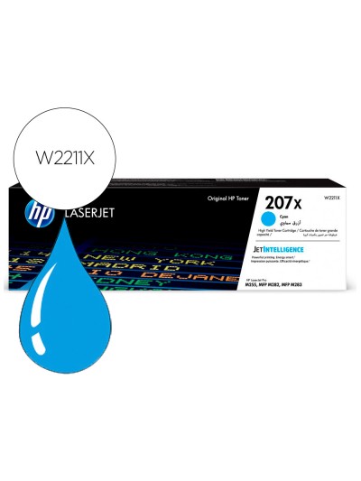 Toner hp 207x color laserjet pro m282nw / m283fdn / m283fdw cian 2.450 paginas