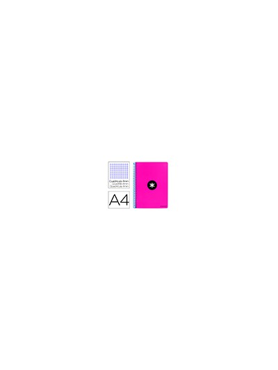 Cuaderno espiral a4 antartik tapa dura 80h 90gr cuadro 4mm con margen color rosa fluor