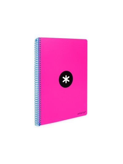 Cuaderno espiral a4 antartik tapa dura 80h 90gr cuadro 4mm con margen color rosa fluor
