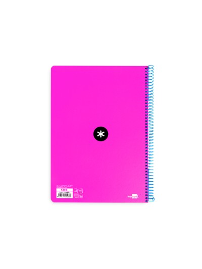 Cuaderno espiral a4 antartik tapa dura 80h 90gr cuadro 4mm con margen color rosa fluor