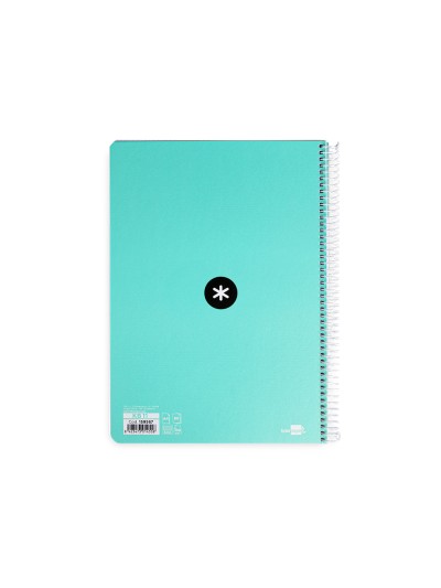 Cuaderno espiral a4 antartik tapa dura 80h 90gr cuadro 4mm con margen color menta