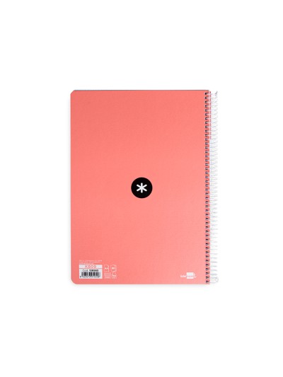 Cuaderno espiral a4 antartik tapa dura 80h 90gr cuadro 4mm con margen color coral