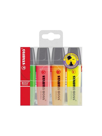 Rotulador stabilo boss fluorescente 70 estuche de 4 unidades colores surtidos