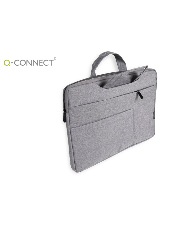 Funda para portatil q-connect 15,6/' con asas retractiles cremallera 3 bolsillos exteriores gris Funda para portatil q-connect 15,6/' con asas retractiles cremallera 3 bolsillos exteriores gris