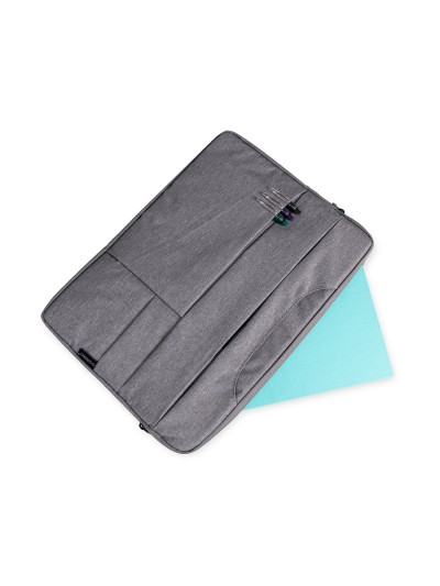 Funda para portatil q-connect 15,6/' con asas retractiles cremallera 3 bolsillos exteriores gris