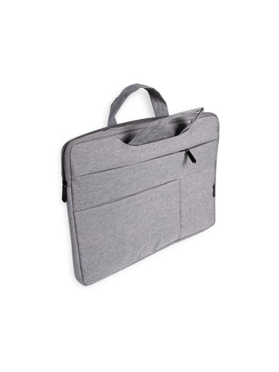 Funda para portatil q-connect 15,6/' con asas retractiles cremallera 3 bolsillos exteriores gris