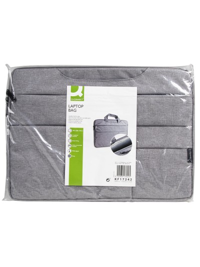 Funda para portatil q-connect 15,6/' con asas retractiles cremallera 3 bolsillos exteriores gris
