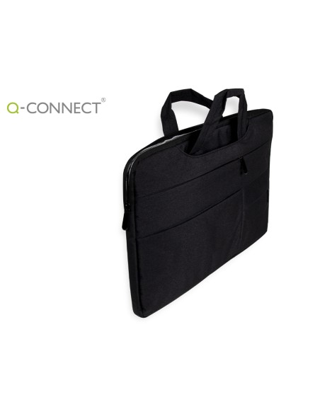 Funda para portatil q-connect 15,6/' con asas retractiles cremallera 3 bolsillos exteriores negro