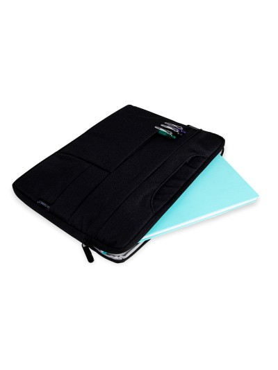 Funda para portatil q-connect 15,6/' con asas retractiles cremallera 3 bolsillos exteriores negro