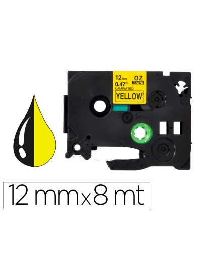 Cinta q-connect tze-631 amarillo-negro 12mm longitud 8 mt