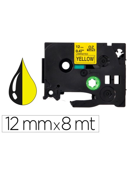 Cinta q-connect tze-631 amarillo-negro 12mm longitud 8 mt