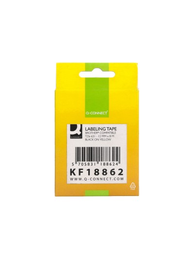 Cinta q-connect tze-631 amarillo-negro 12mm longitud 8 mt