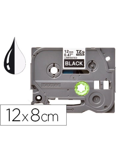 Cinta q-connect tze-335 negro-blanco 12mm longitud 8mt