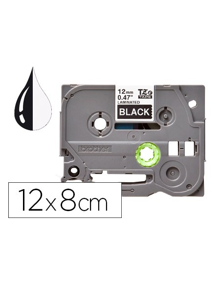 Cinta q-connect tze-335 negro-blanco 12mm longitud 8mt