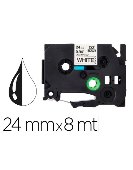 Cinta q-connect tze-251 blanco-negro 24mm longitud 8 mt