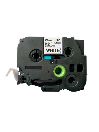 Cinta q-connect tze-251 blanco-negro 24mm longitud 8 mt