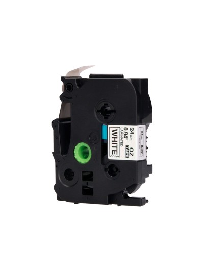 Cinta q-connect tze-251 blanco-negro 24mm longitud 8 mt