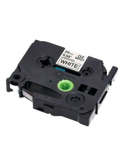 Cinta q-connect tze-251 blanco-negro 24mm longitud 8 mt