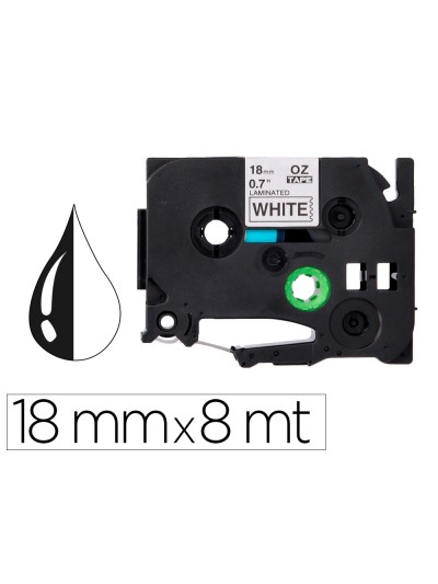 Cinta q-connect tze-241 blanco-negro 18mm longitud 8 mt