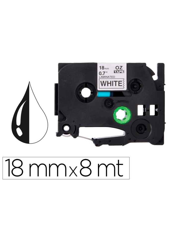 Cinta q-connect tze-241 blanco-negro 18mm longitud 8 mt Cinta q-connect tze-241 blanco-negro 18mm longitud 8 mt
