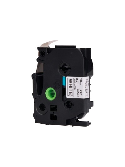Cinta q-connect tze-241 blanco-negro 18mm longitud 8 mt