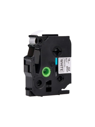 Cinta q-connect tze-241 blanco-negro 18mm longitud 8 mt