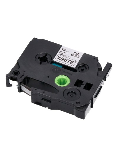 Cinta q-connect tze-241 blanco-negro 18mm longitud 8 mt