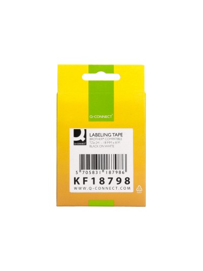 Cinta q-connect tze-241 blanco-negro 18mm longitud 8 mt