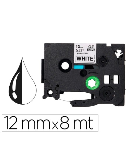 Cinta q-connect tze-231 blanco-negro 12mm longitud 8 mt