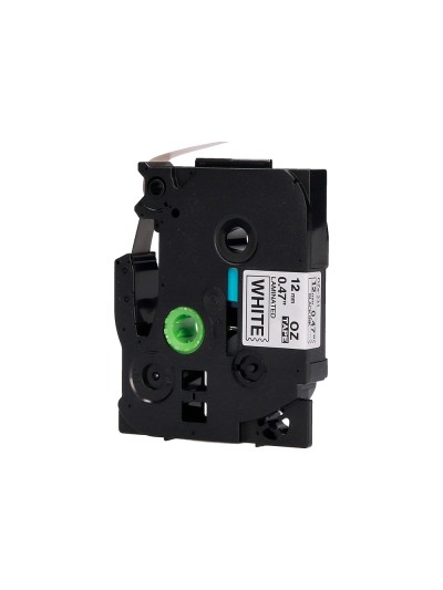 Cinta q-connect tze-231 blanco-negro 12mm longitud 8 mt