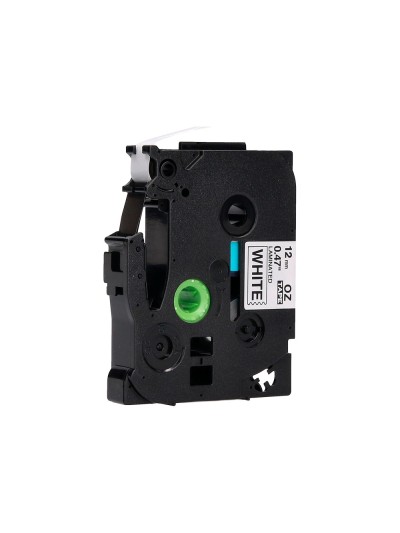 Cinta q-connect tze-231 blanco-negro 12mm longitud 8 mt