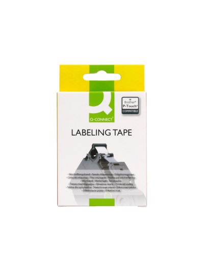 Cinta q-connect tze-231 blanco-negro 12mm longitud 8 mt