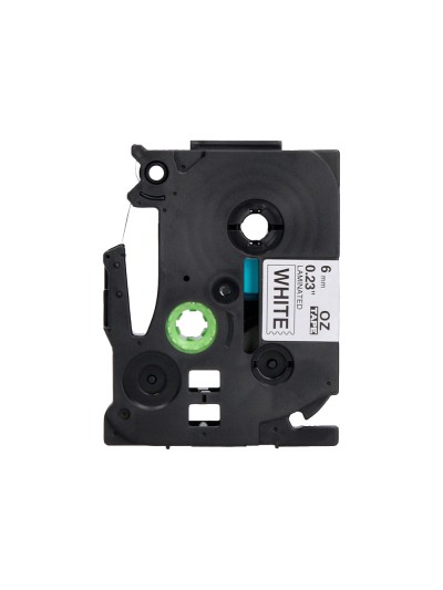 Cinta q-connect tze-211 blanco-negro 6mm longitud 8 mt